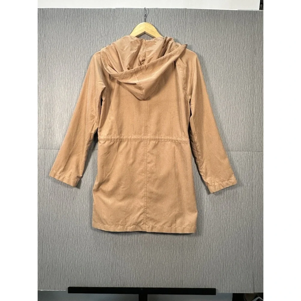 Be‎ Cool Utility Jacket Hood & Open Front Faux Suede Coat Adj Sleeves Size Small